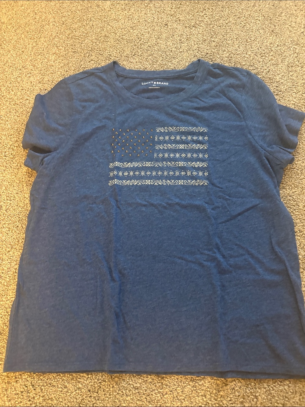 Lucky Brand Blue Short-Sleeve Tee with Flag Print